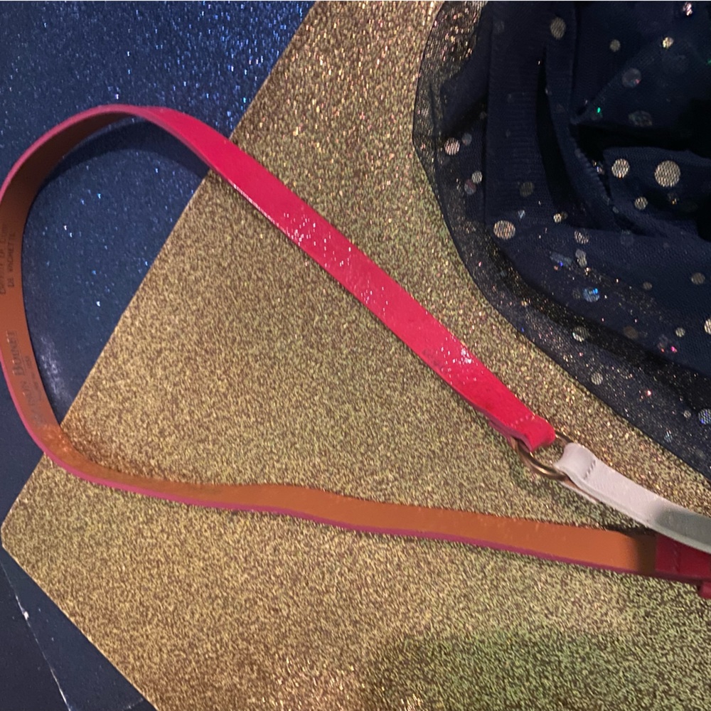 MAISON BOINET Frm FRANCE BARBIECORE PINK WHITE TAN LEATHER SKINNY INFINITY Belt